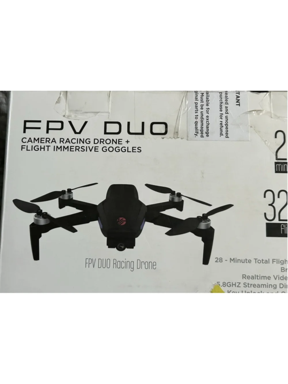 FPV Duo Camera Racing Drone + Flight Immersive Goggles 28 hours of Flight Time